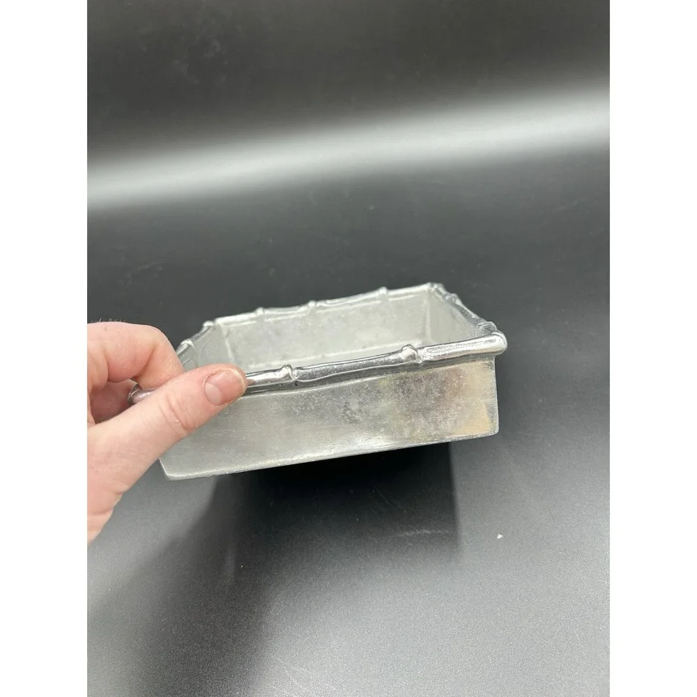 MARIPOSA Recycled Aluminum Bamboo Edge NAPKIN HOLDER or Trinket Box 5.5